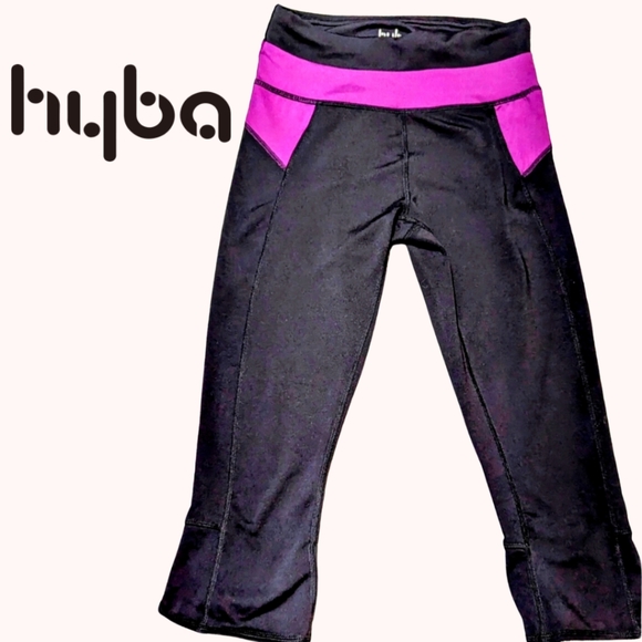 Hyba Pants - Hyba brand, size small yoa capris, excellent used condition, black w/purple